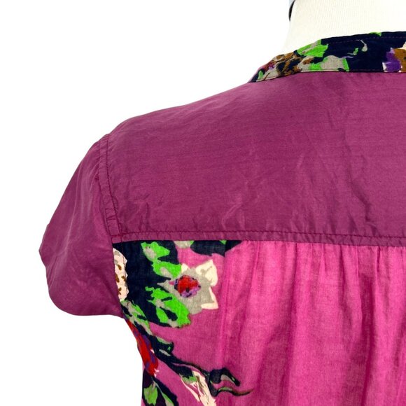 Soft Surroundings Bouquet of Roses Floral Short Sleeve Tunic Purple Size Small - Picture 8 of 14